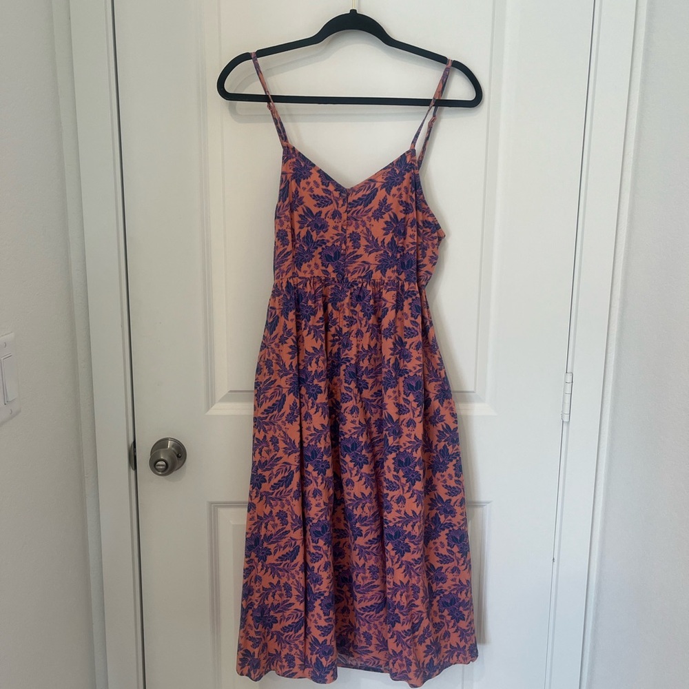 Target Coral and Navy Floral Spaghetti-Strap Midi Dress